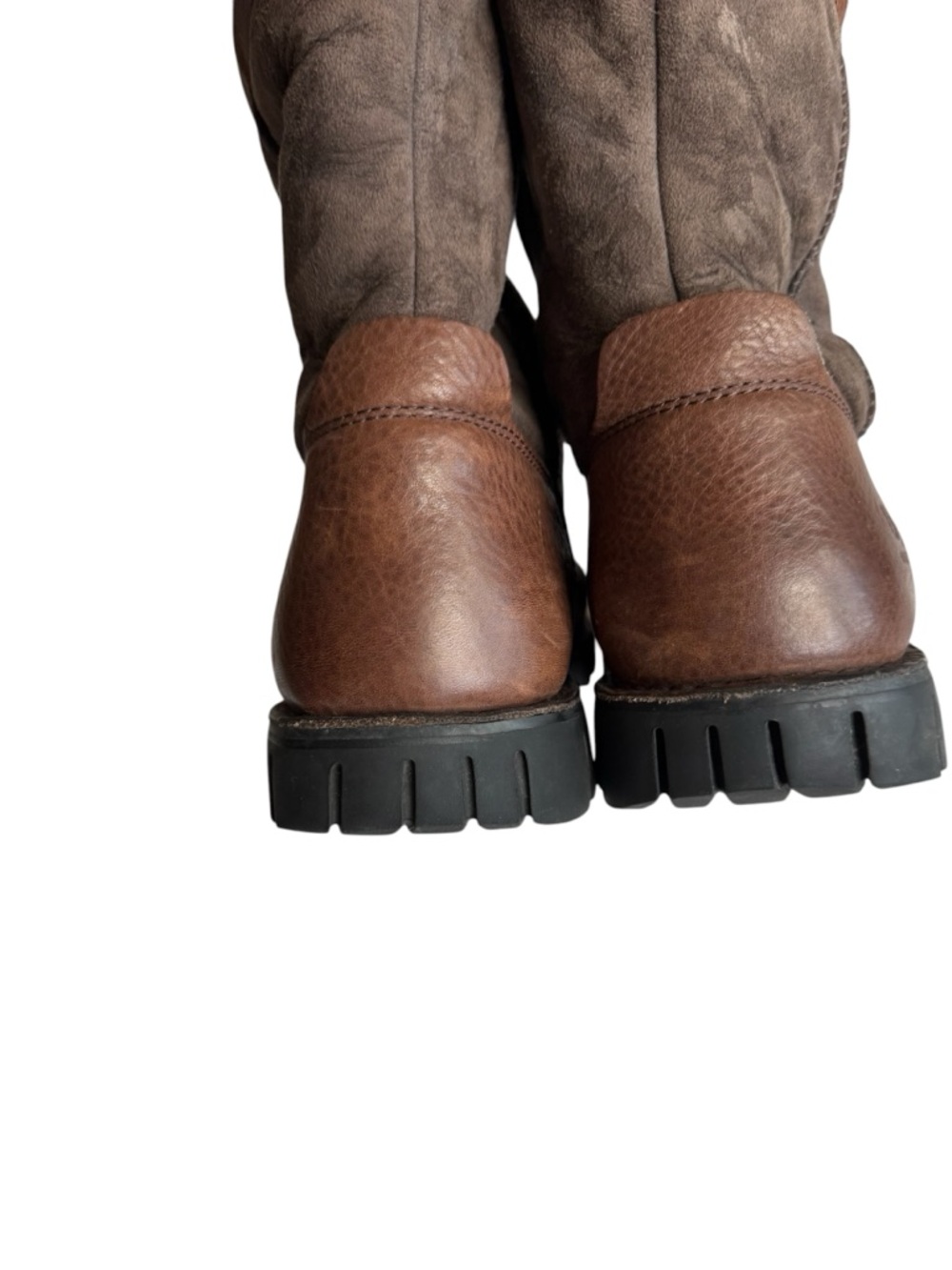 UGG Men's Brown Leather & Suede Insulated Short Boots - Picture 12 of 13